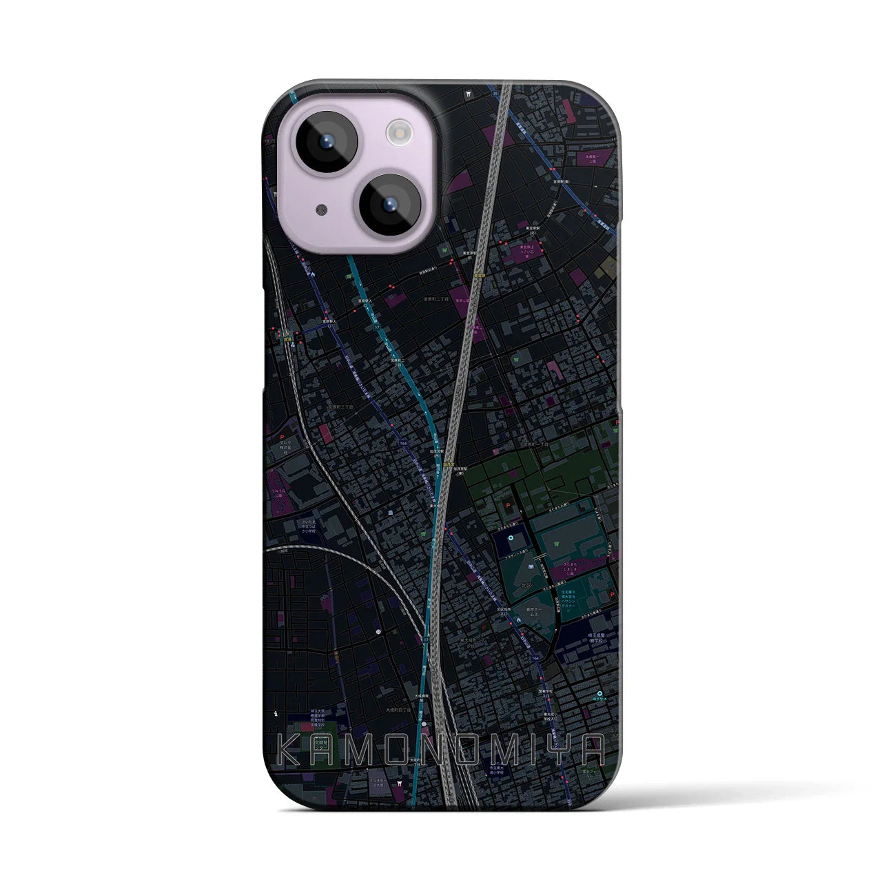 【加茂宮(埼玉県)】地図柄iPhoneケース(バックカバータイプ)