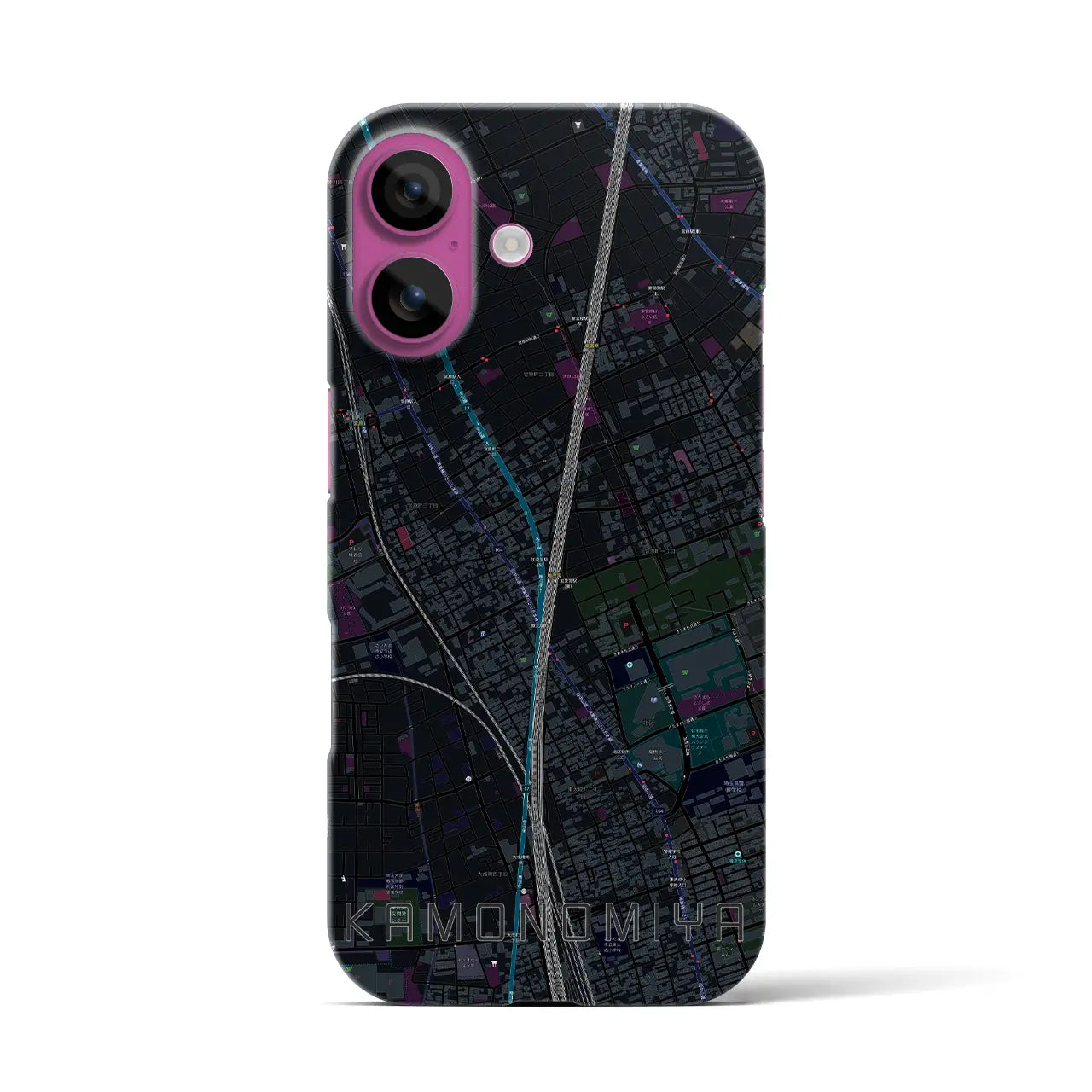 【加茂宮(埼玉県)】地図柄iPhoneケース(バックカバータイプ)