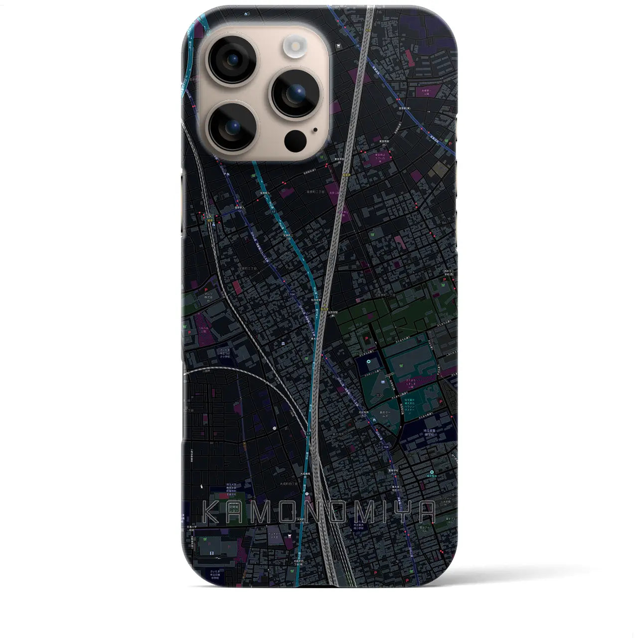【加茂宮(埼玉県)】地図柄iPhoneケース(バックカバータイプ)