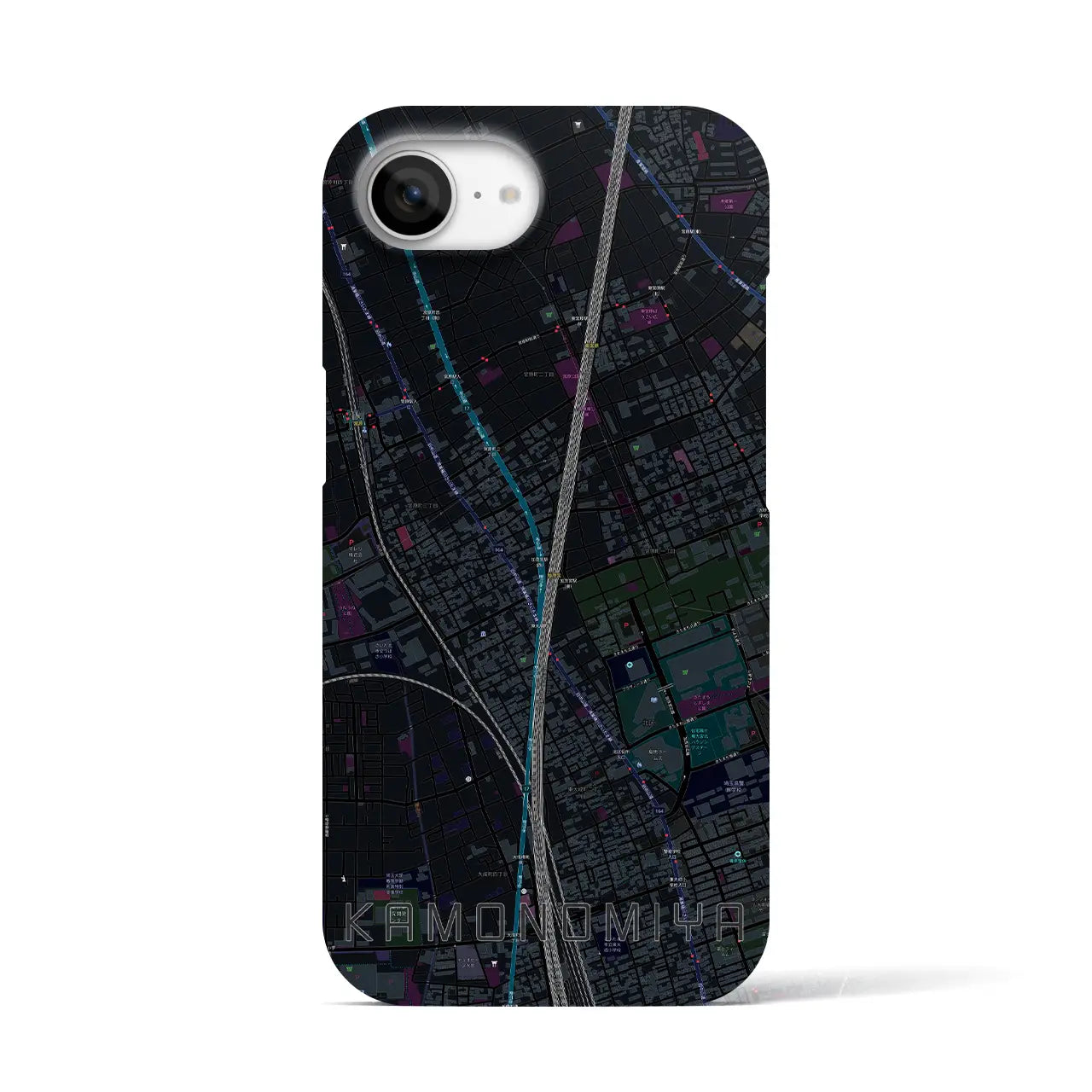 【加茂宮(埼玉県)】地図柄iPhoneケース(バックカバータイプ)