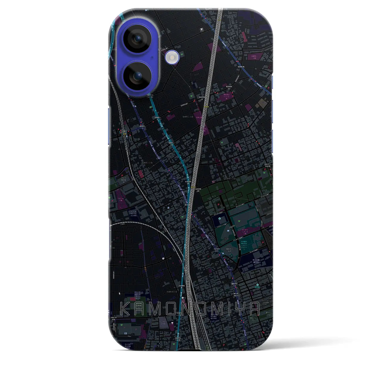 【加茂宮(埼玉県)】地図柄iPhoneケース(バックカバータイプ)