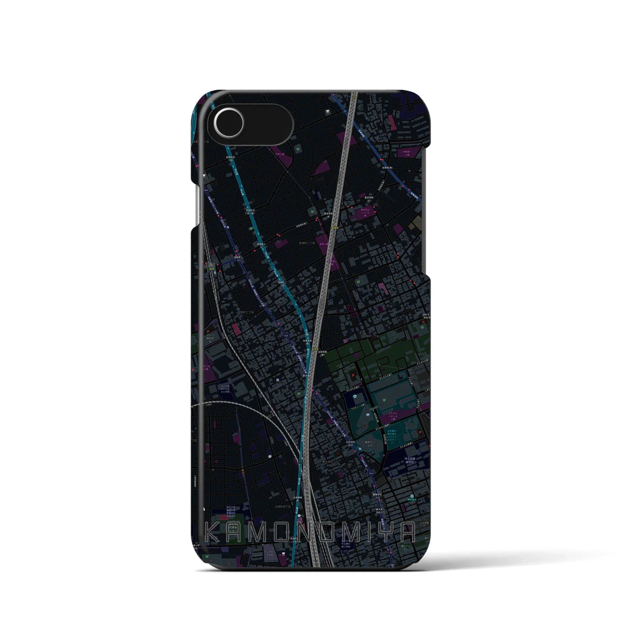 【加茂宮(埼玉県)】地図柄iPhoneケース(バックカバータイプ)