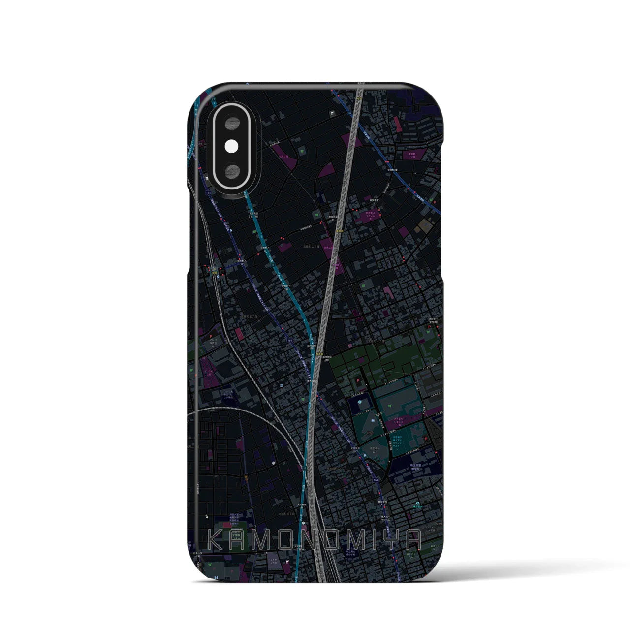 【加茂宮(埼玉県)】地図柄iPhoneケース(バックカバータイプ)