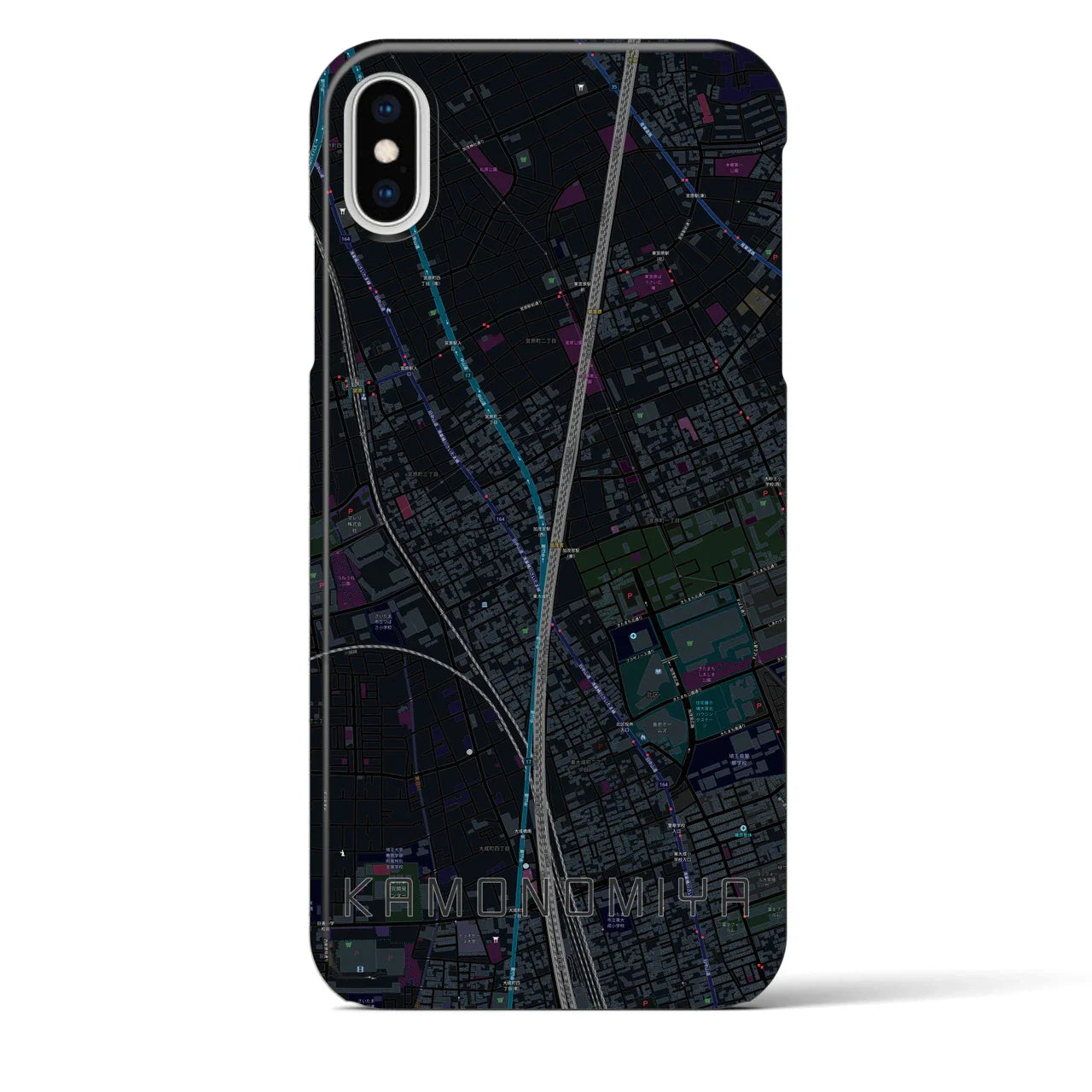 【加茂宮(埼玉県)】地図柄iPhoneケース(バックカバータイプ)