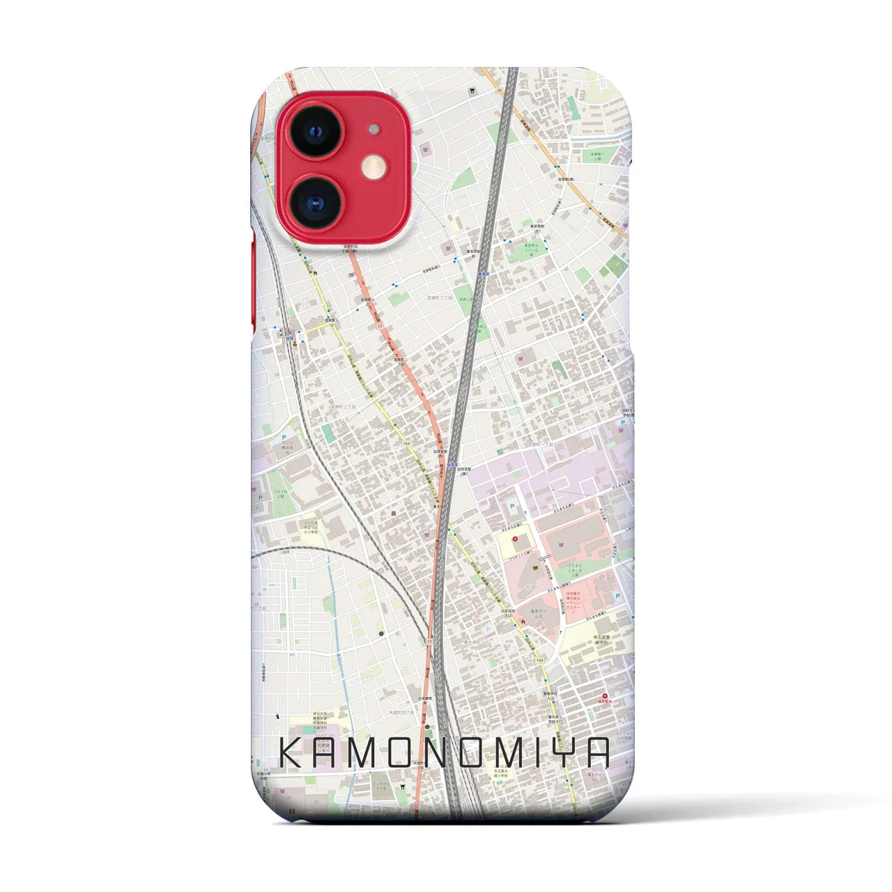 【加茂宮(埼玉県)】地図柄iPhoneケース(バックカバータイプ)