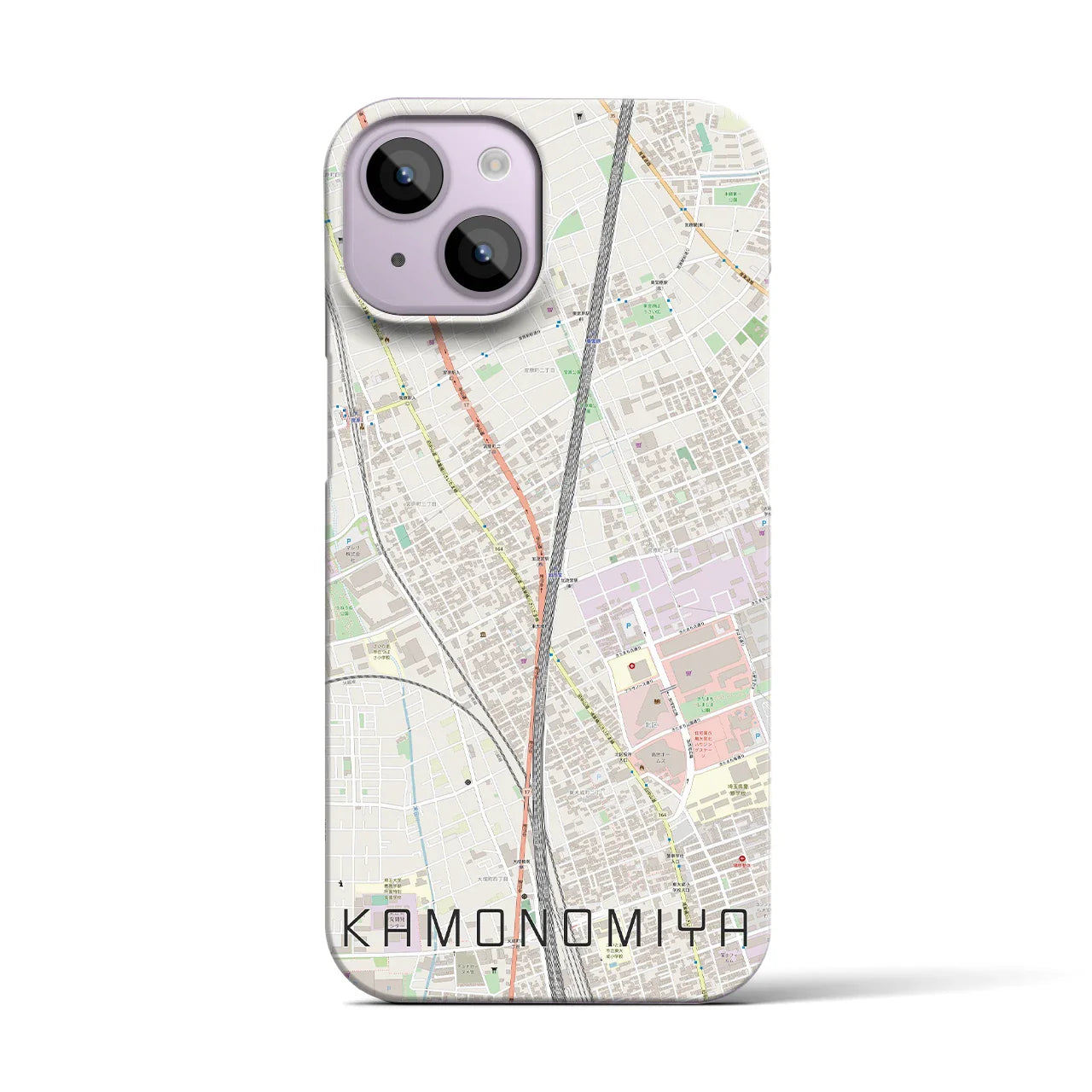 【加茂宮(埼玉県)】地図柄iPhoneケース(バックカバータイプ)