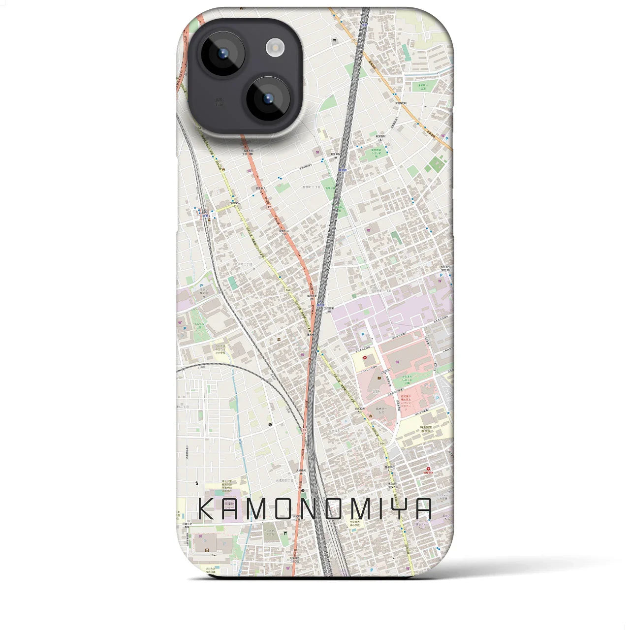 【加茂宮(埼玉県)】地図柄iPhoneケース(バックカバータイプ)
