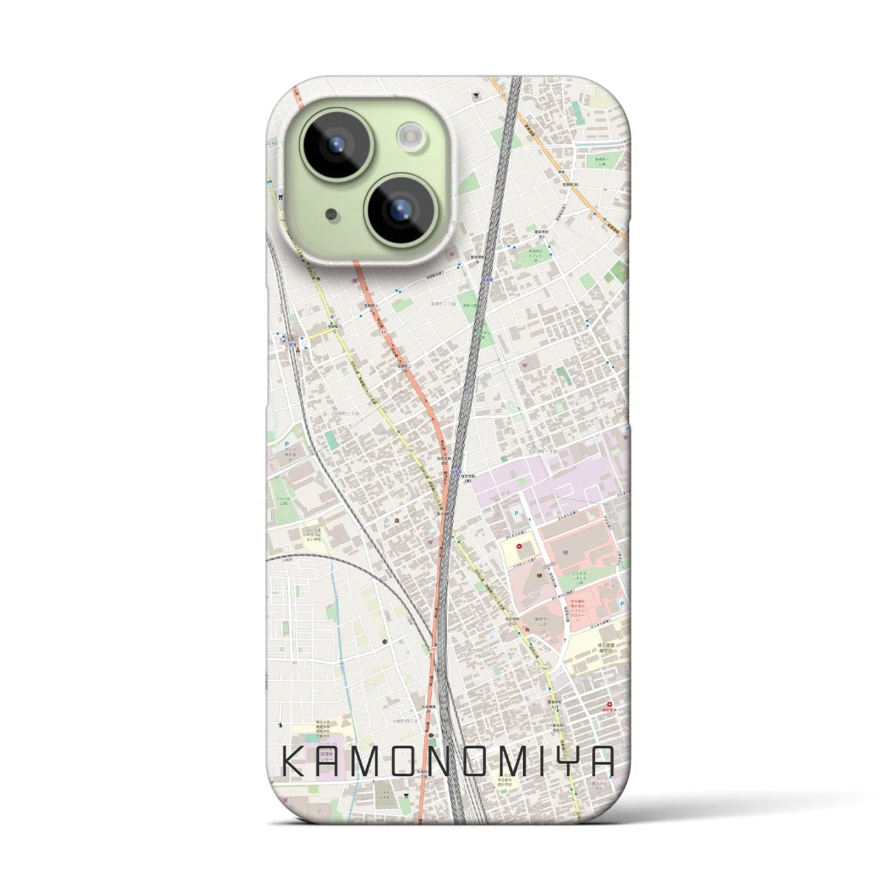 【加茂宮(埼玉県)】地図柄iPhoneケース(バックカバータイプ)