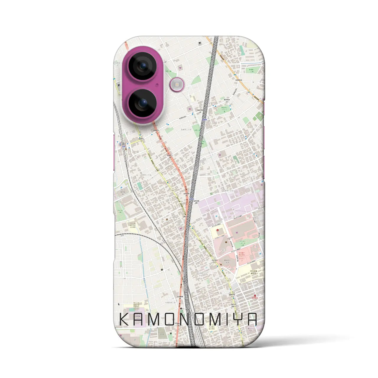 【加茂宮(埼玉県)】地図柄iPhoneケース(バックカバータイプ)