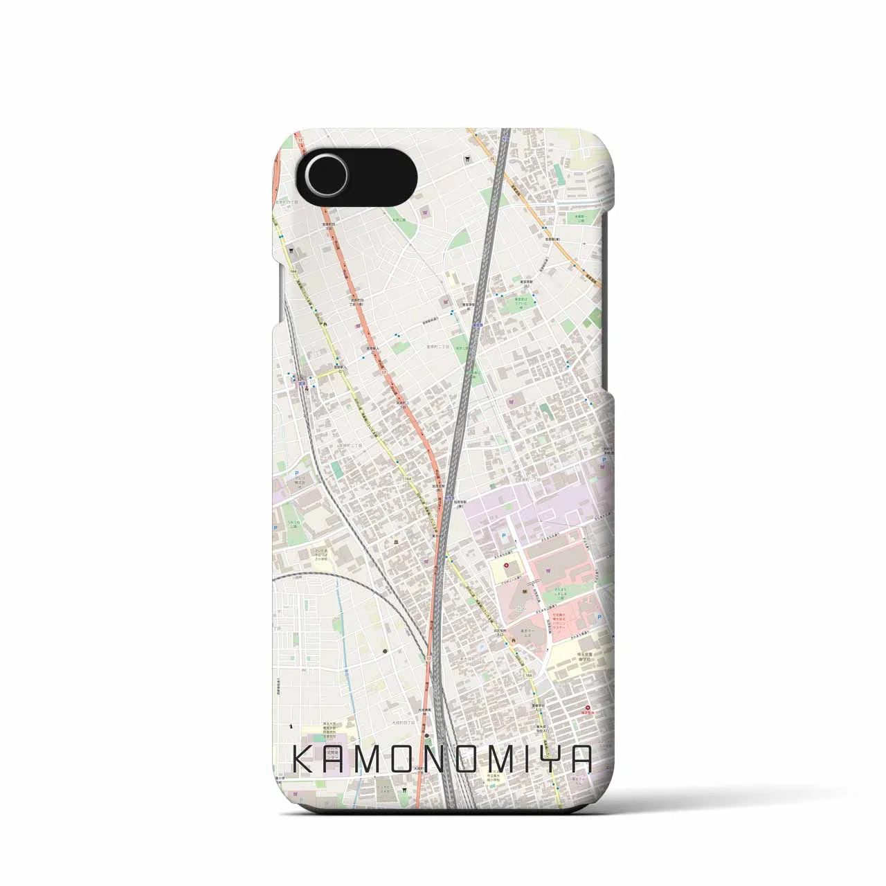 【加茂宮(埼玉県)】地図柄iPhoneケース(バックカバータイプ)