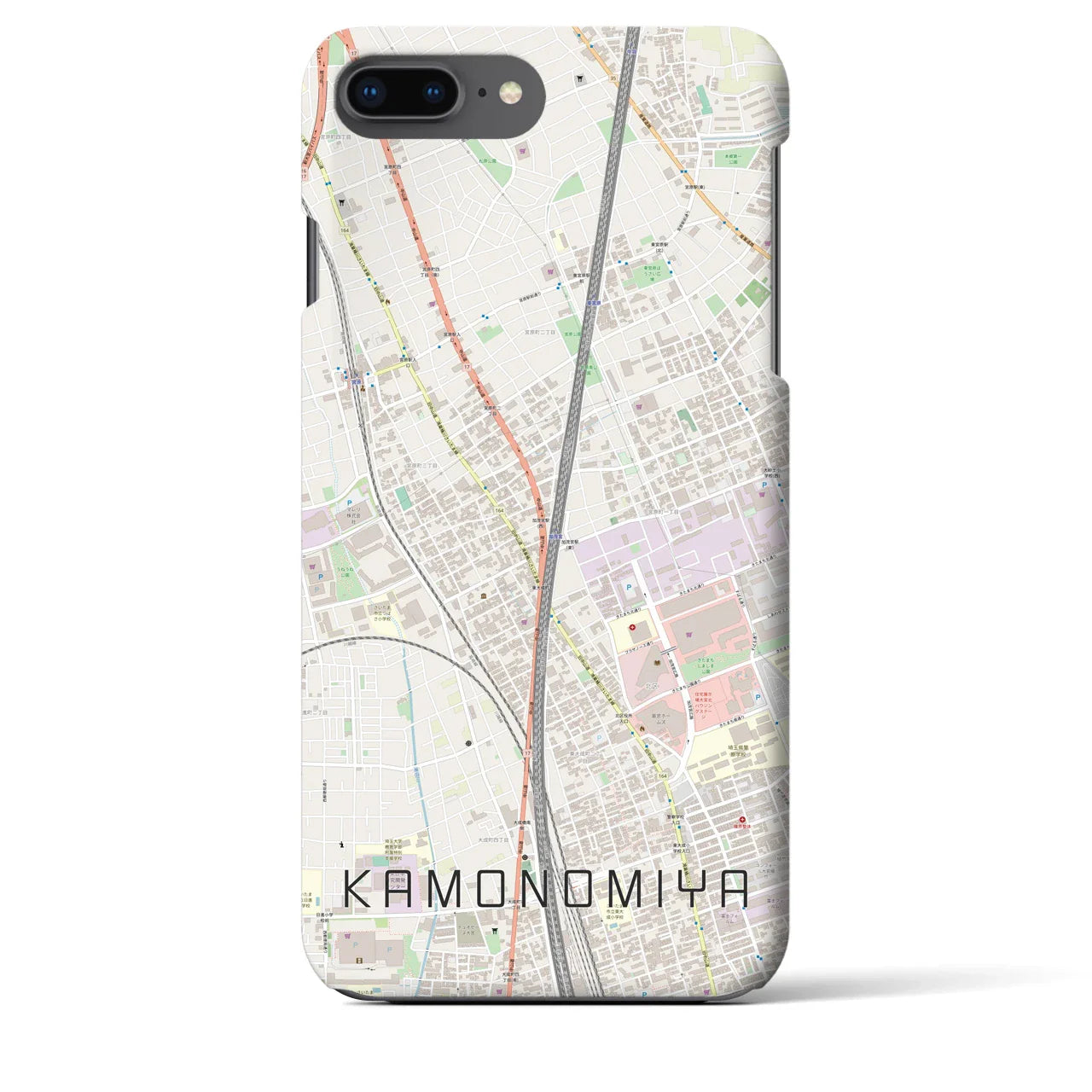 【加茂宮(埼玉県)】地図柄iPhoneケース(バックカバータイプ)