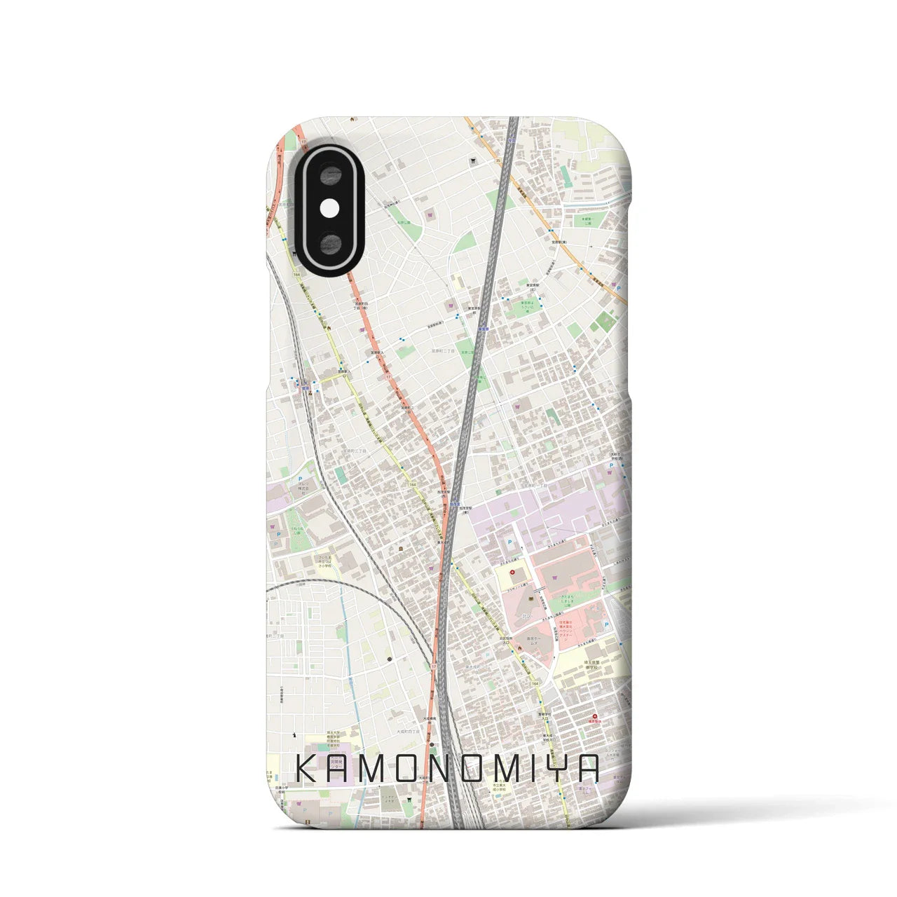 【加茂宮(埼玉県)】地図柄iPhoneケース(バックカバータイプ)