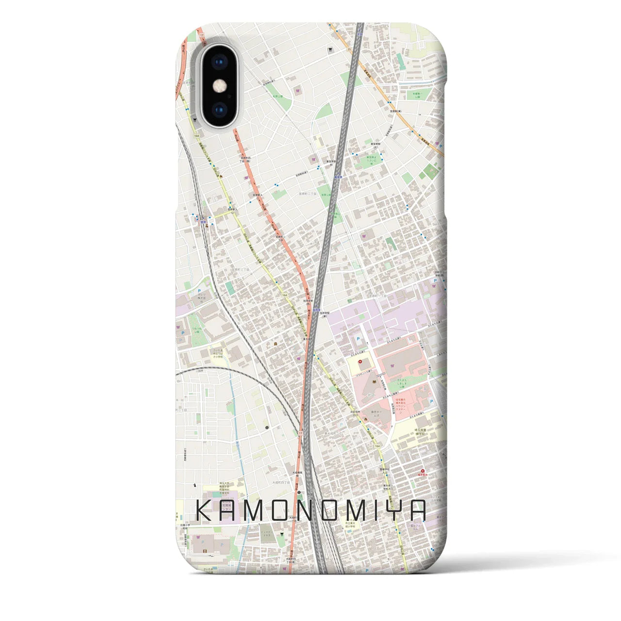 【加茂宮(埼玉県)】地図柄iPhoneケース(バックカバータイプ)