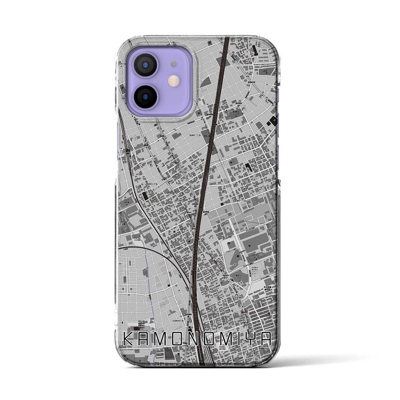 【加茂宮(埼玉県)】地図柄iPhoneケース(クリアタイプ)