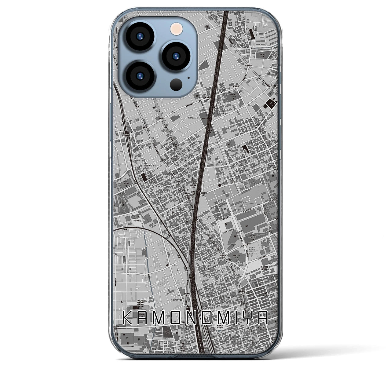 【加茂宮(埼玉県)】地図柄iPhoneケース(クリアタイプ)