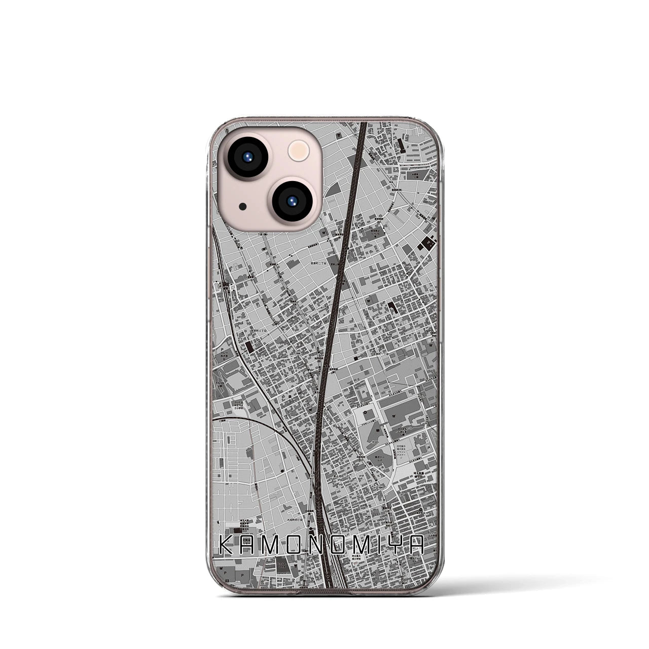 【加茂宮(埼玉県)】地図柄iPhoneケース(クリアタイプ)