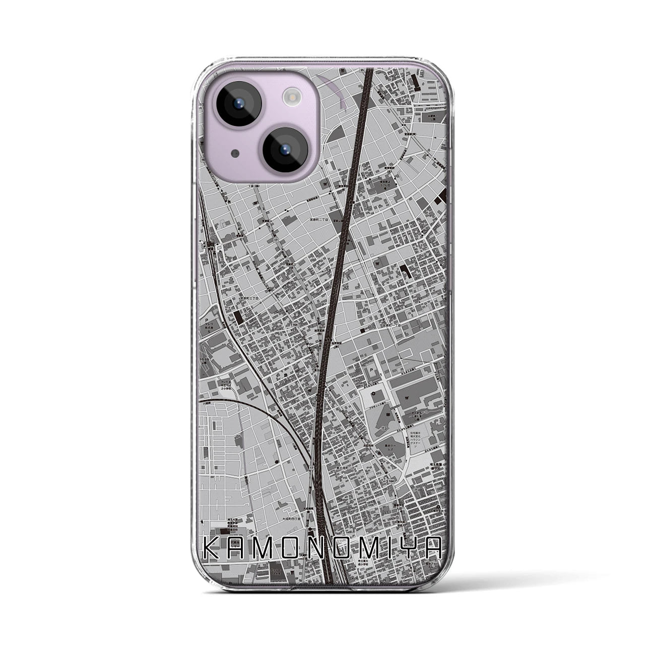 【加茂宮(埼玉県)】地図柄iPhoneケース(クリアタイプ)