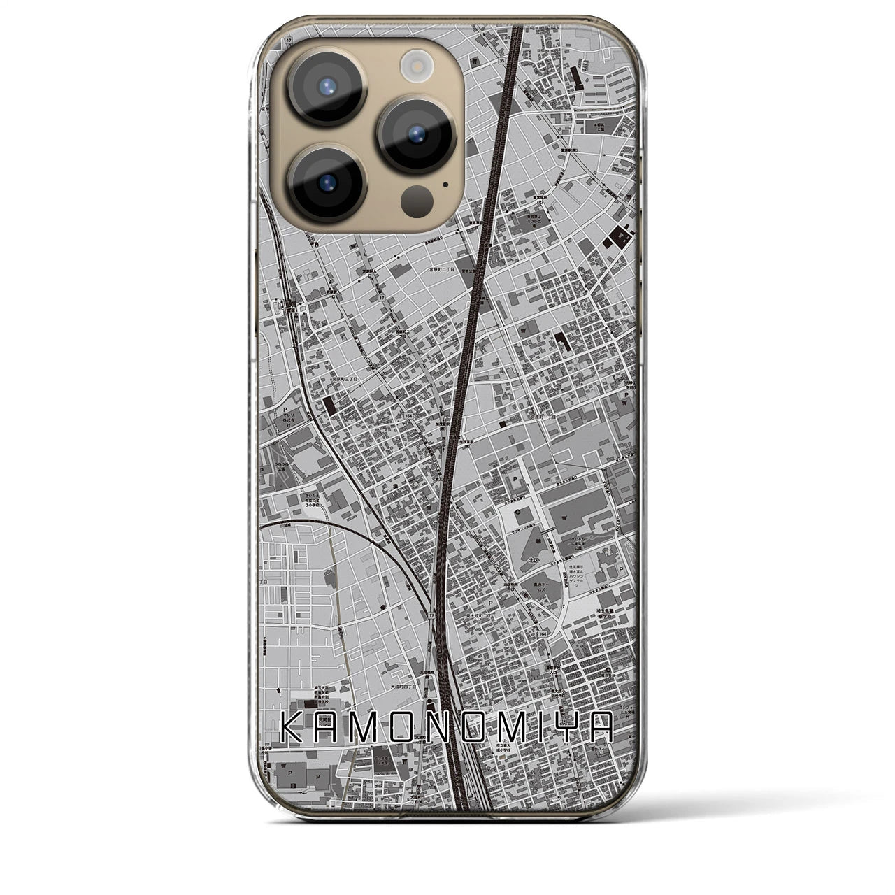 【加茂宮(埼玉県)】地図柄iPhoneケース(クリアタイプ)