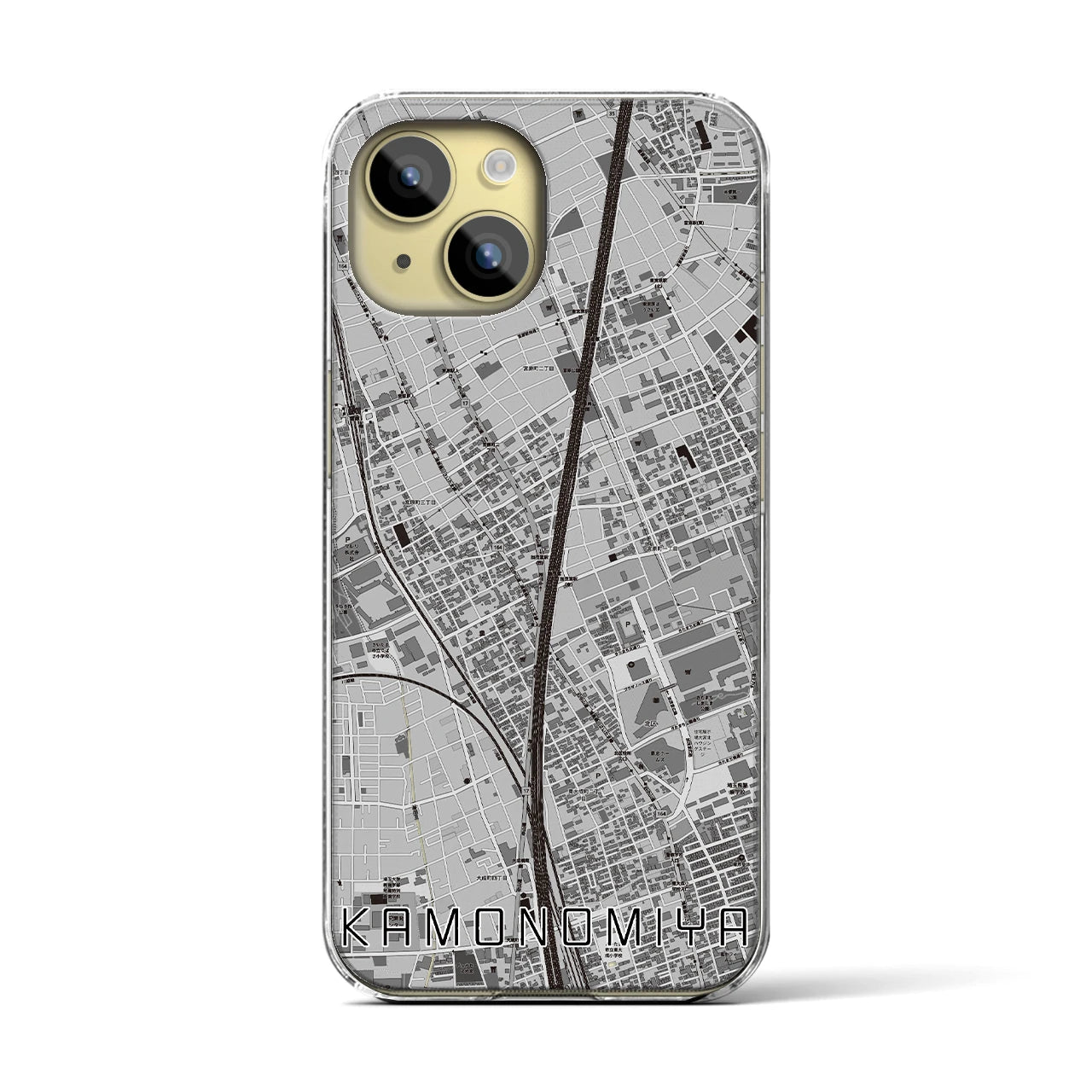 【加茂宮(埼玉県)】地図柄iPhoneケース(クリアタイプ)