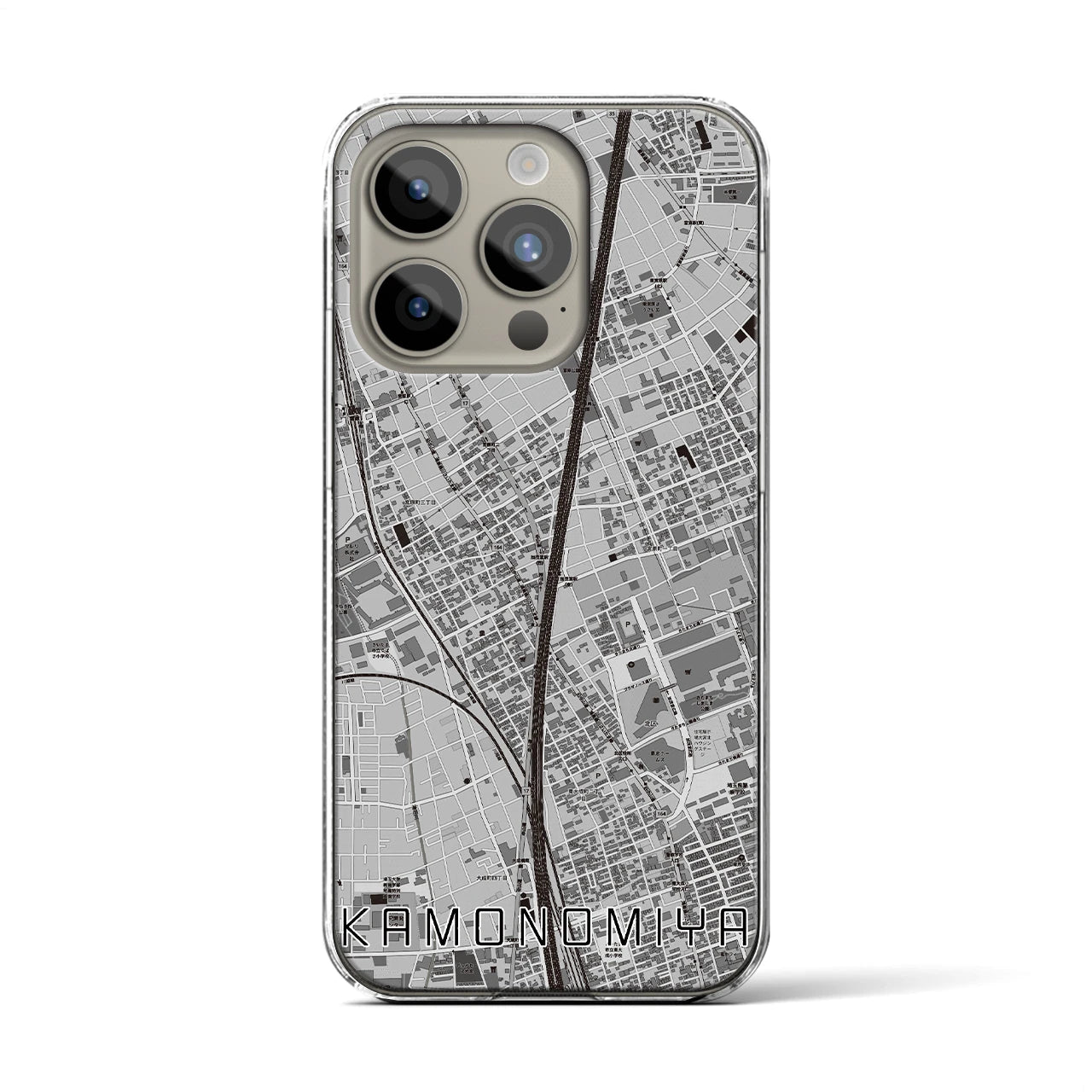 【加茂宮(埼玉県)】地図柄iPhoneケース(クリアタイプ)