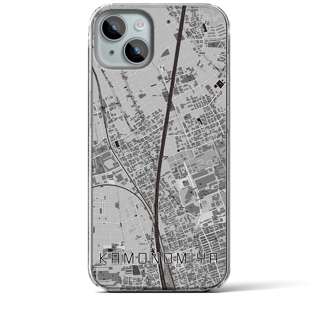 【加茂宮(埼玉県)】地図柄iPhoneケース(クリアタイプ)