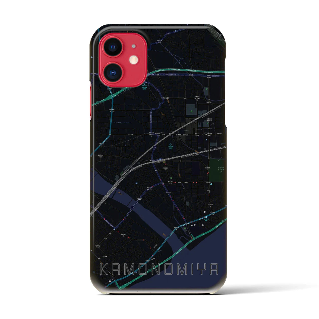 【鴨宮(神奈川県)】地図柄iPhoneケース(バックカバータイプ)