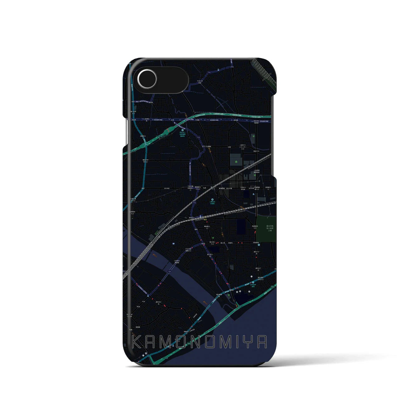 【鴨宮(神奈川県)】地図柄iPhoneケース(バックカバータイプ)