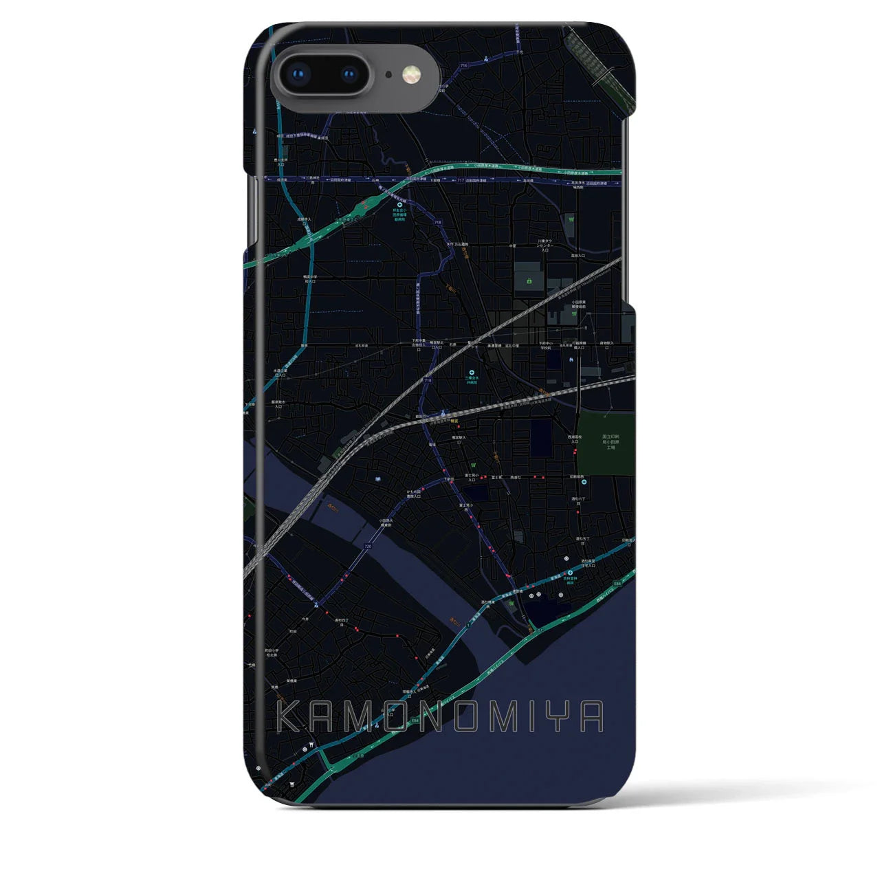 【鴨宮(神奈川県)】地図柄iPhoneケース(バックカバータイプ)