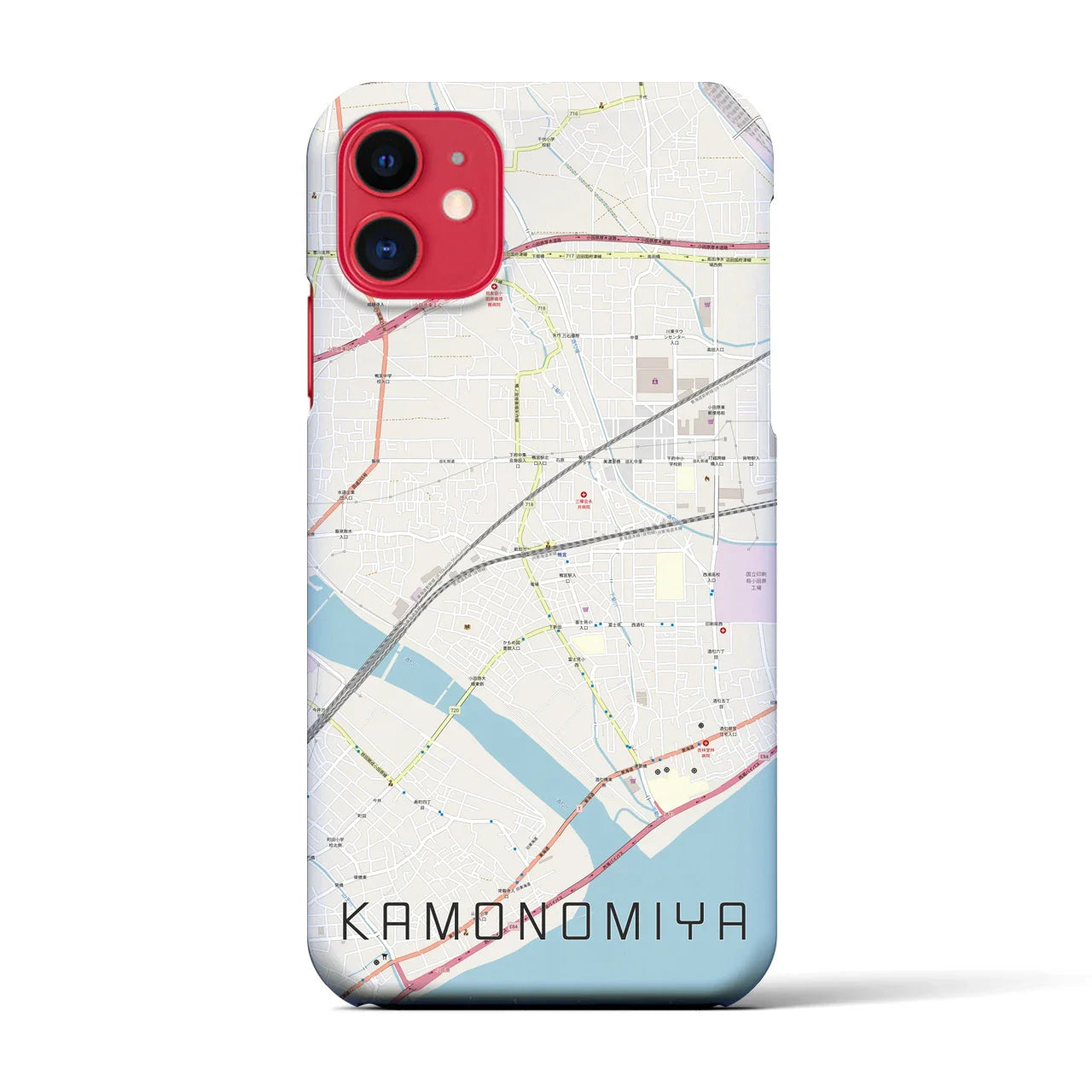 【鴨宮(神奈川県)】地図柄iPhoneケース(バックカバータイプ)