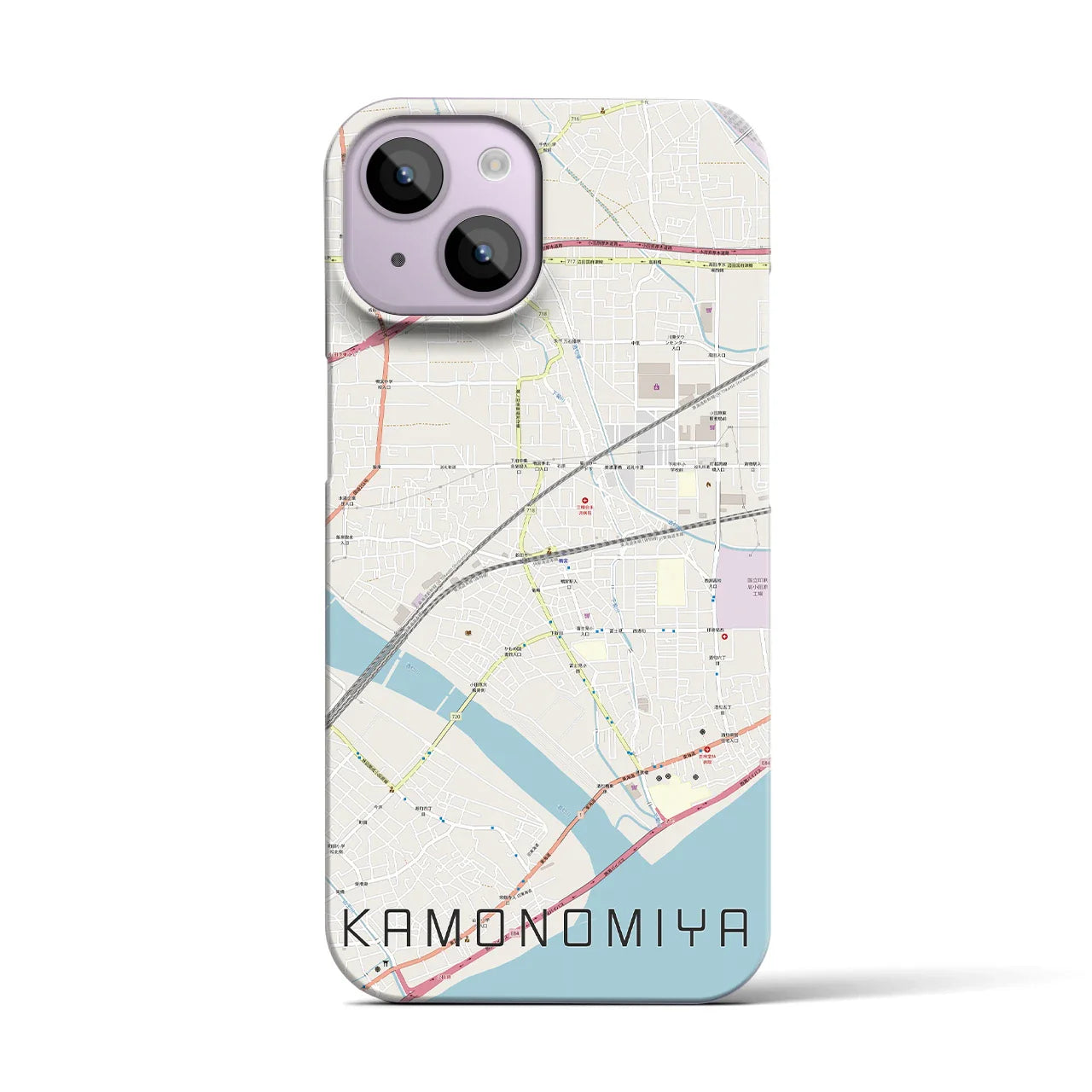 【鴨宮(神奈川県)】地図柄iPhoneケース(バックカバータイプ)