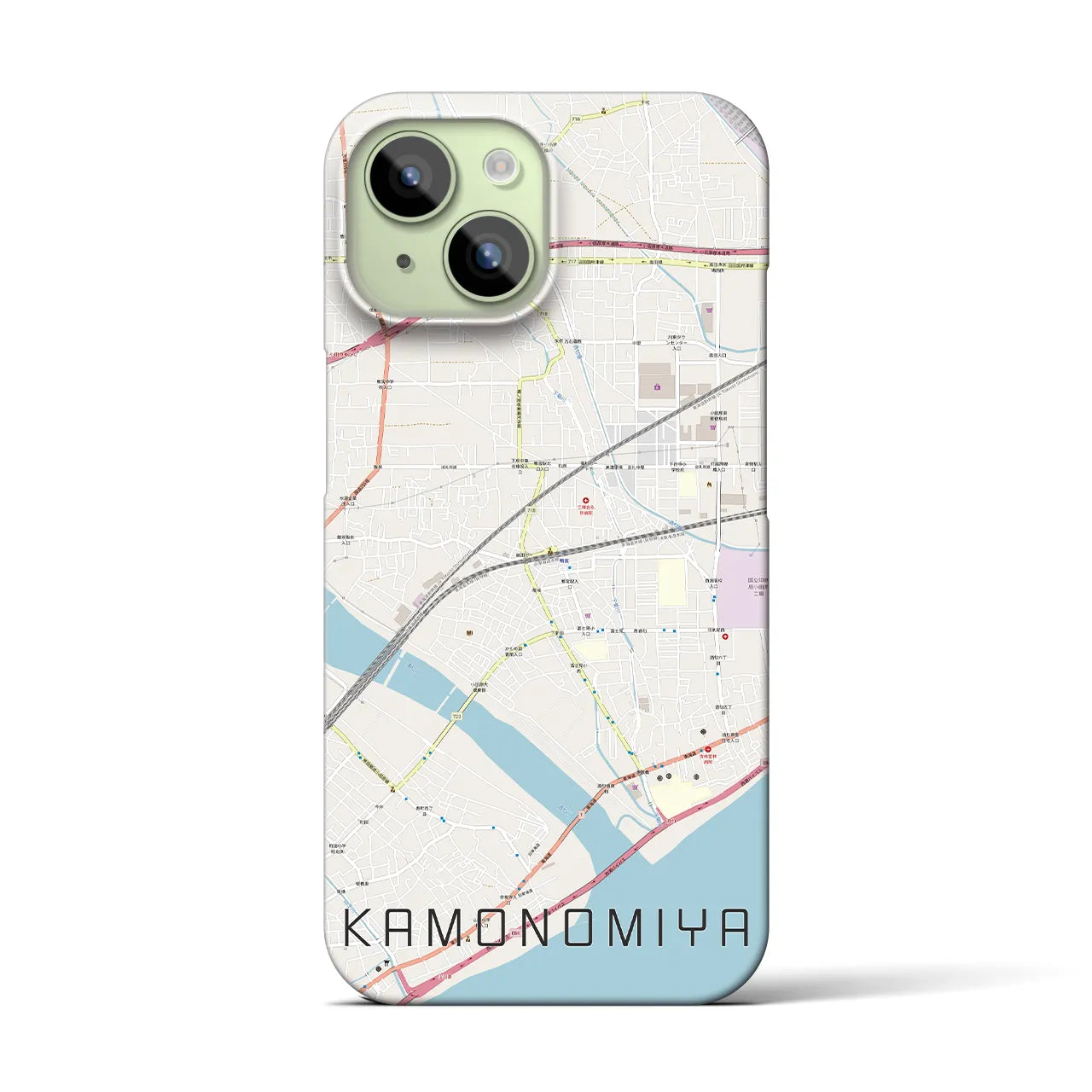 【鴨宮(神奈川県)】地図柄iPhoneケース(バックカバータイプ)