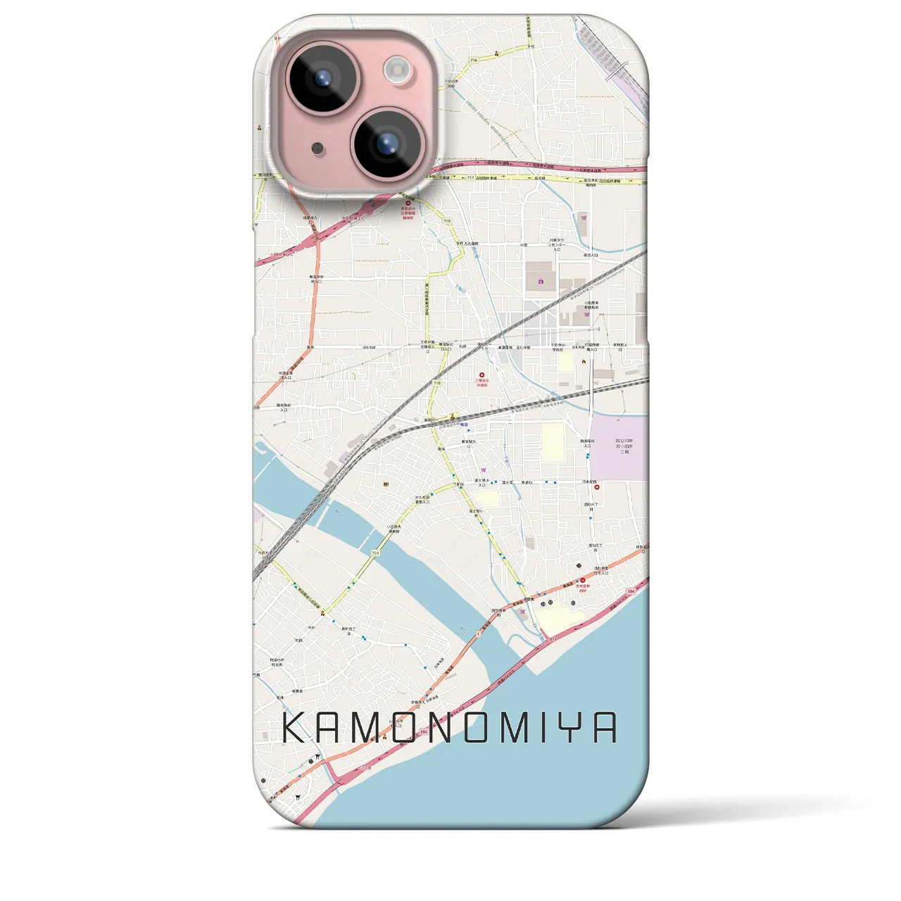 【鴨宮(神奈川県)】地図柄iPhoneケース(バックカバータイプ)