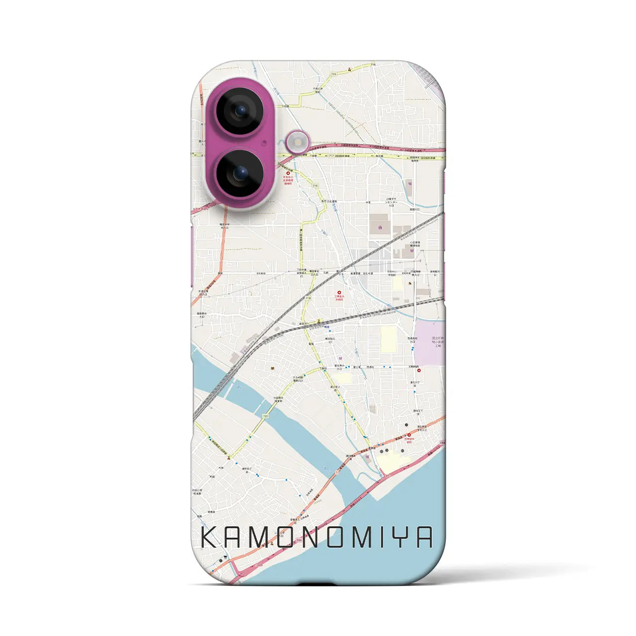 【鴨宮(神奈川県)】地図柄iPhoneケース(バックカバータイプ)