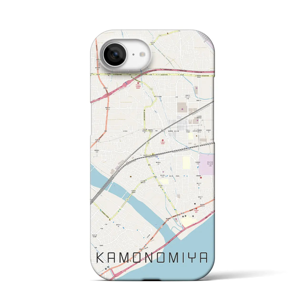 【鴨宮(神奈川県)】地図柄iPhoneケース(バックカバータイプ)