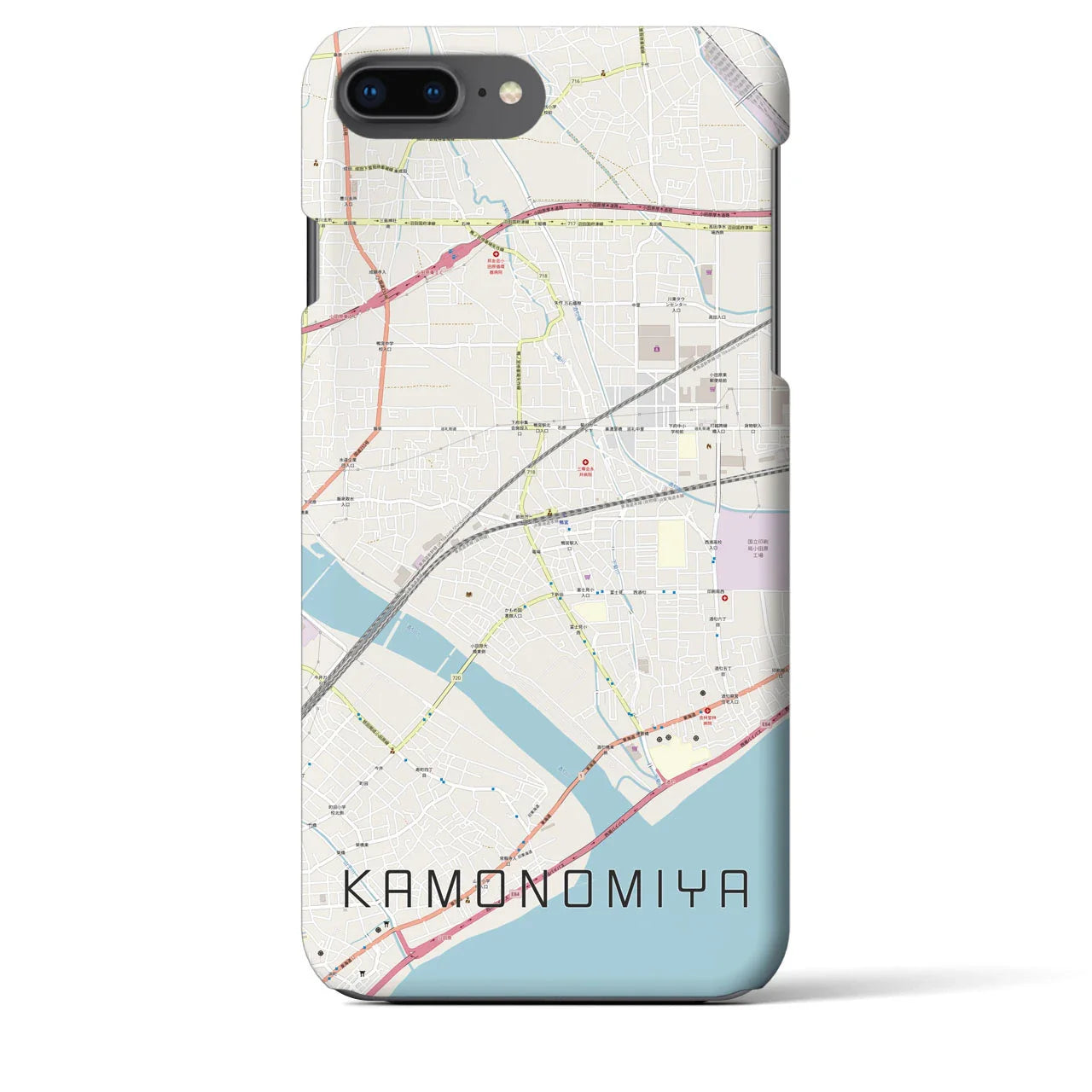 【鴨宮(神奈川県)】地図柄iPhoneケース(バックカバータイプ)