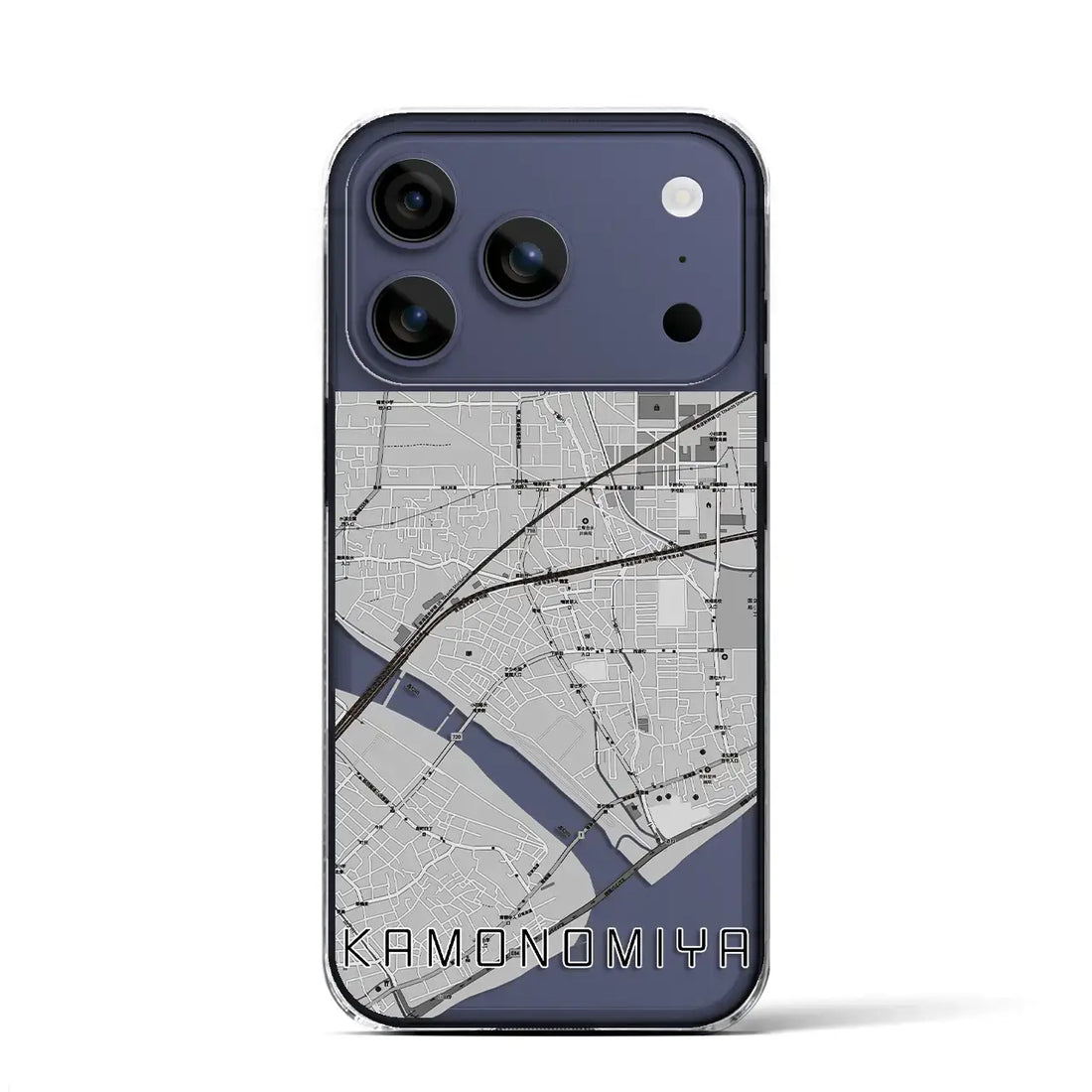【鴨宮(神奈川県)】地図柄iPhoneケース(クリアタイプ)モノトーン・iPhone 17 Pro Max 用
