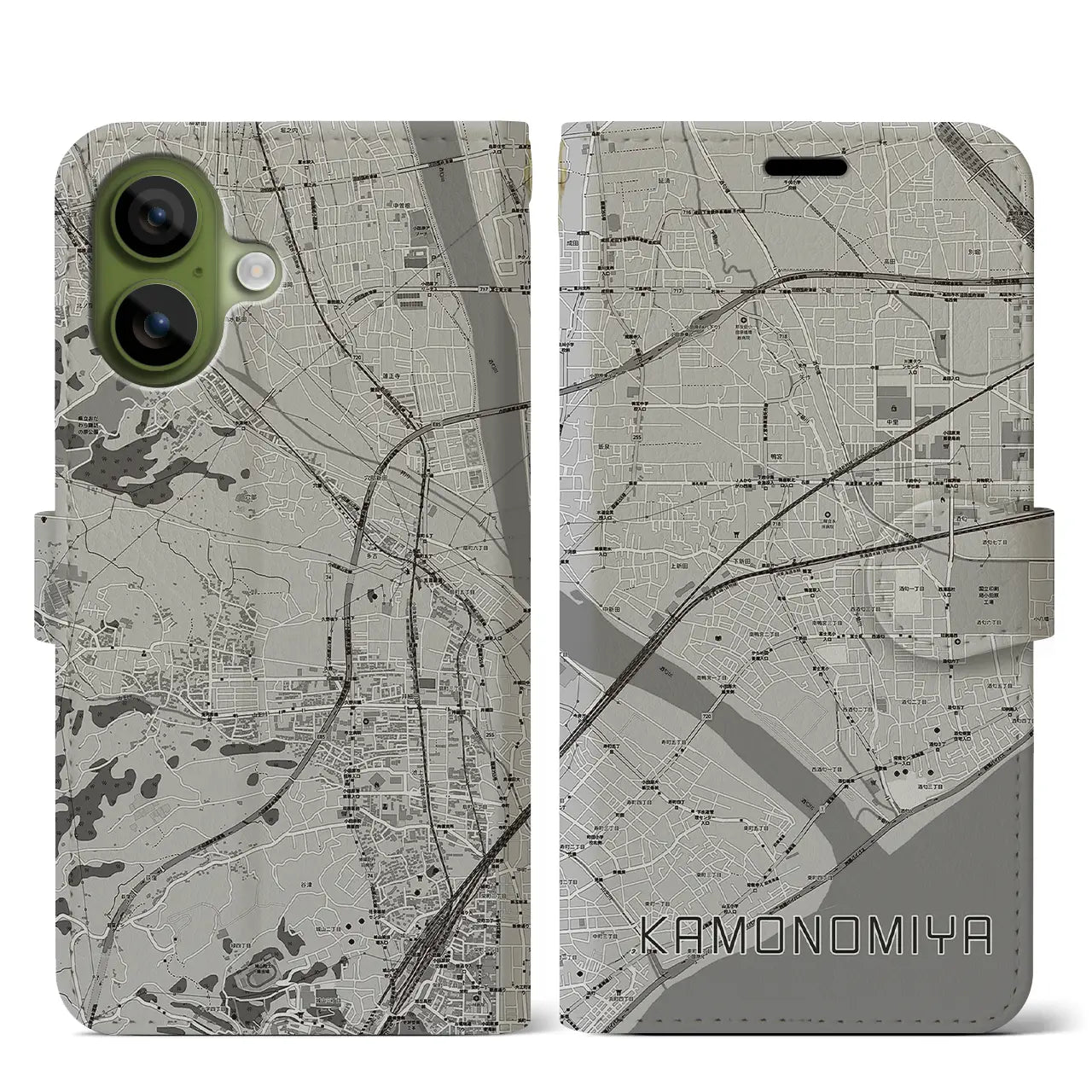 【鴨宮(神奈川県)】地図柄iPhoneケース(手帳タイプ)