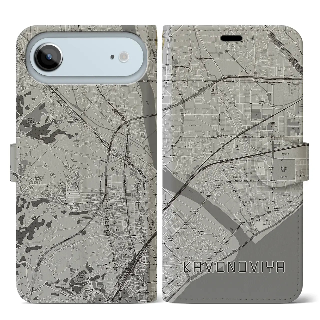 【鴨宮(神奈川県)】地図柄iPhoneケース(手帳タイプ)