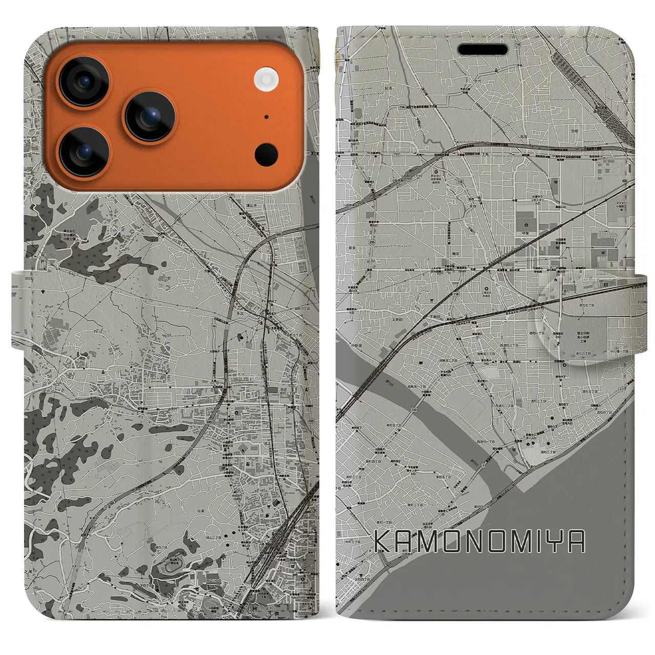 【鴨宮(神奈川県)】地図柄iPhoneケース(手帳タイプ)