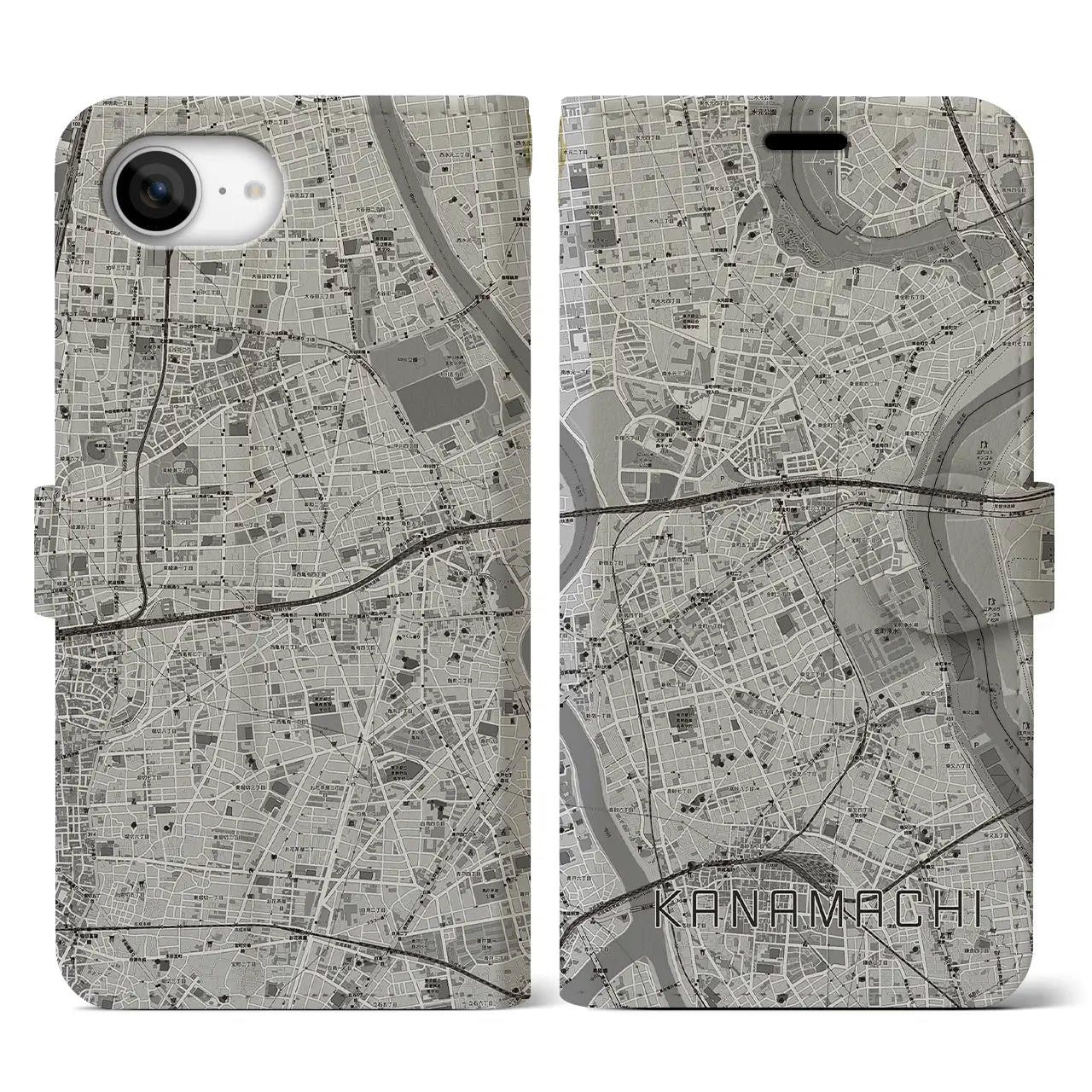 【金町(東京都)】地図柄iPhoneケース(手帳タイプ)