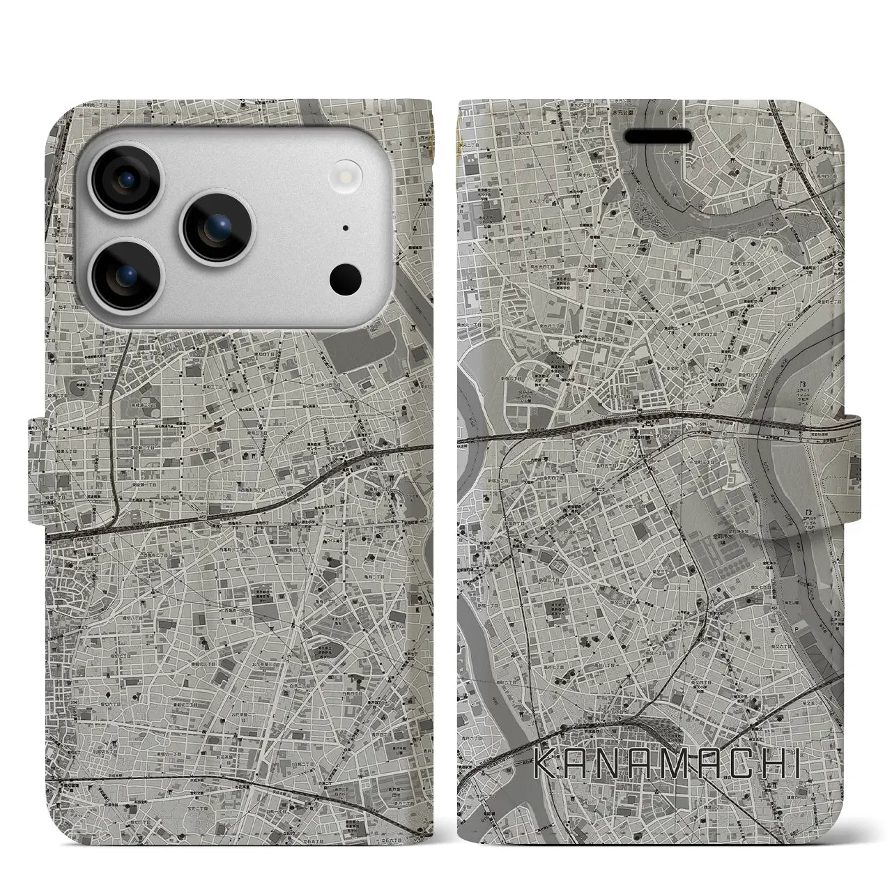 【金町(東京都)】地図柄iPhoneケース(手帳タイプ)