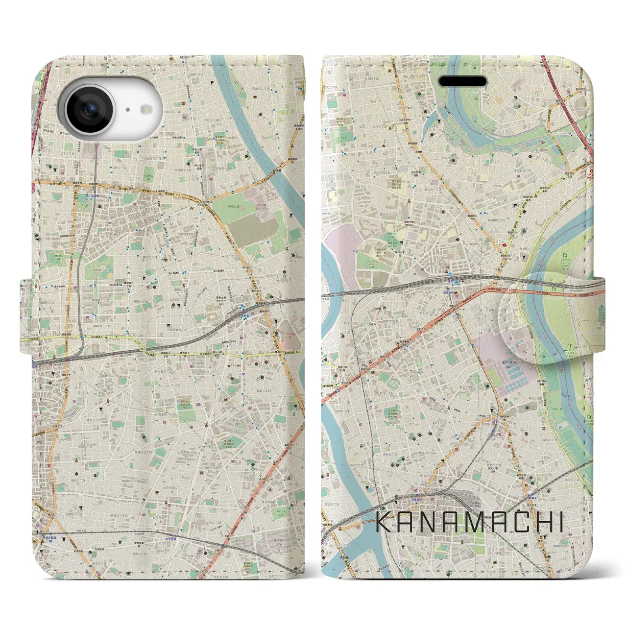 【金町(東京都)】地図柄iPhoneケース(手帳タイプ)