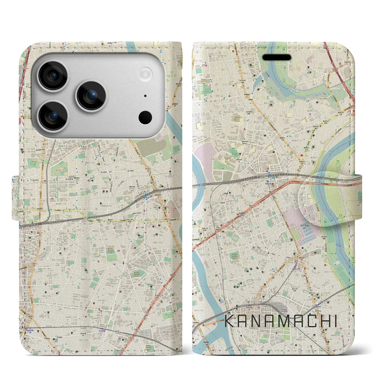 【金町(東京都)】地図柄iPhoneケース(手帳タイプ)