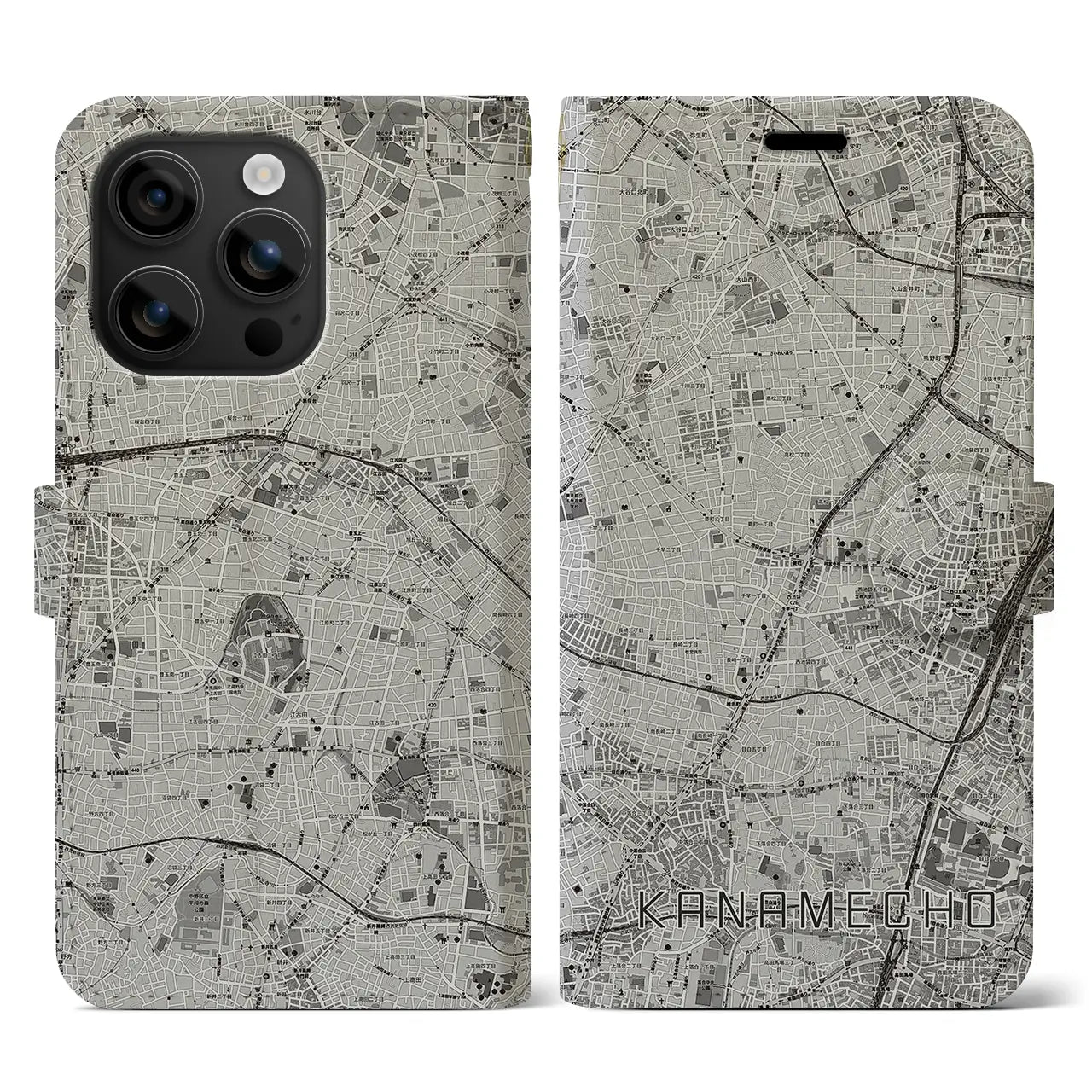 【要町(東京都)】地図柄iPhoneケース(手帳タイプ)モノトーン・iPhone 16 用