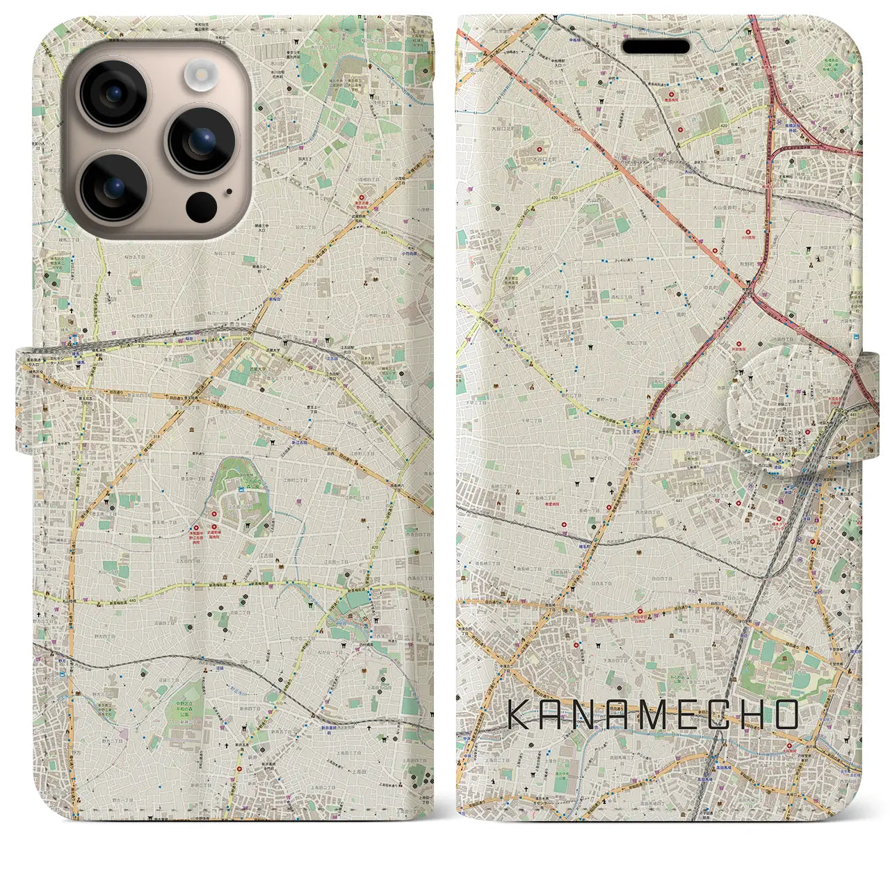 【要町(東京都)】地図柄iPhoneケース(手帳タイプ)ナチュラル・iPhone 16 Plus 用