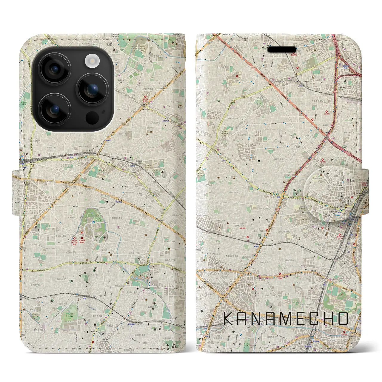 【要町(東京都)】地図柄iPhoneケース(手帳タイプ)ナチュラル・iPhone 16 用