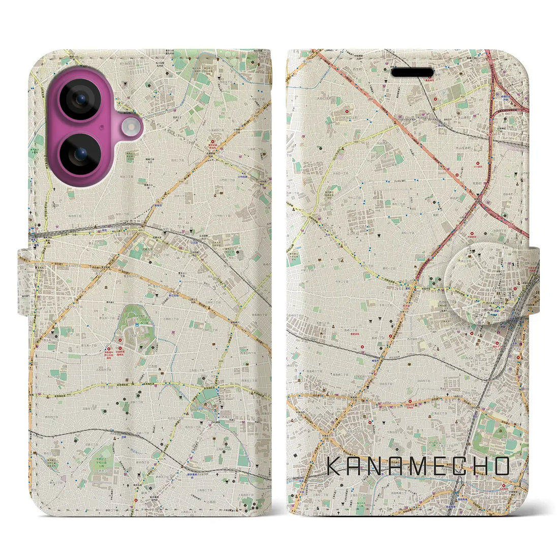 【要町(東京都)】地図柄iPhoneケース(手帳タイプ)ナチュラル・iPhone 16 Pro 用