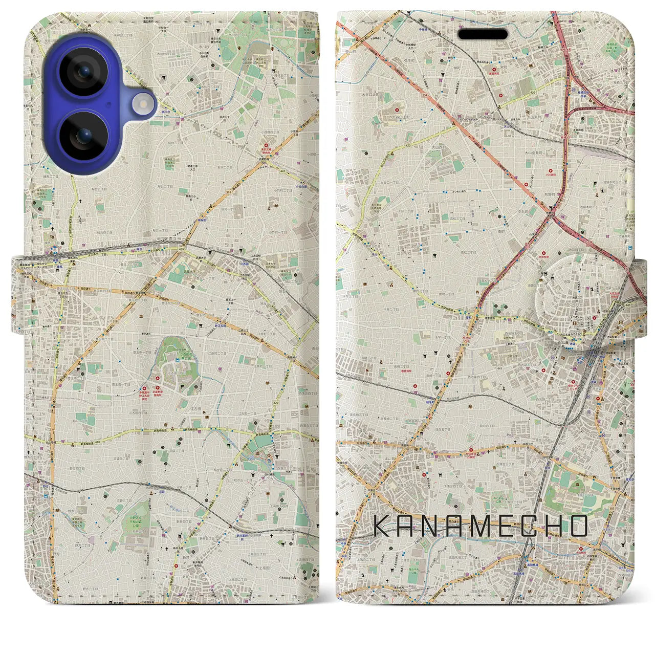 【要町(東京都)】地図柄iPhoneケース(手帳タイプ)ナチュラル・iPhone 16 Pro Max 用