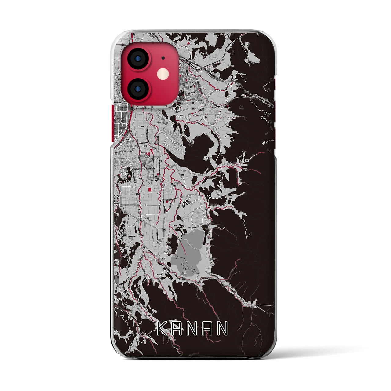 【河南(大阪府)】地図柄iPhoneケース(クリアタイプ)モノトーン・iPhone 11 用