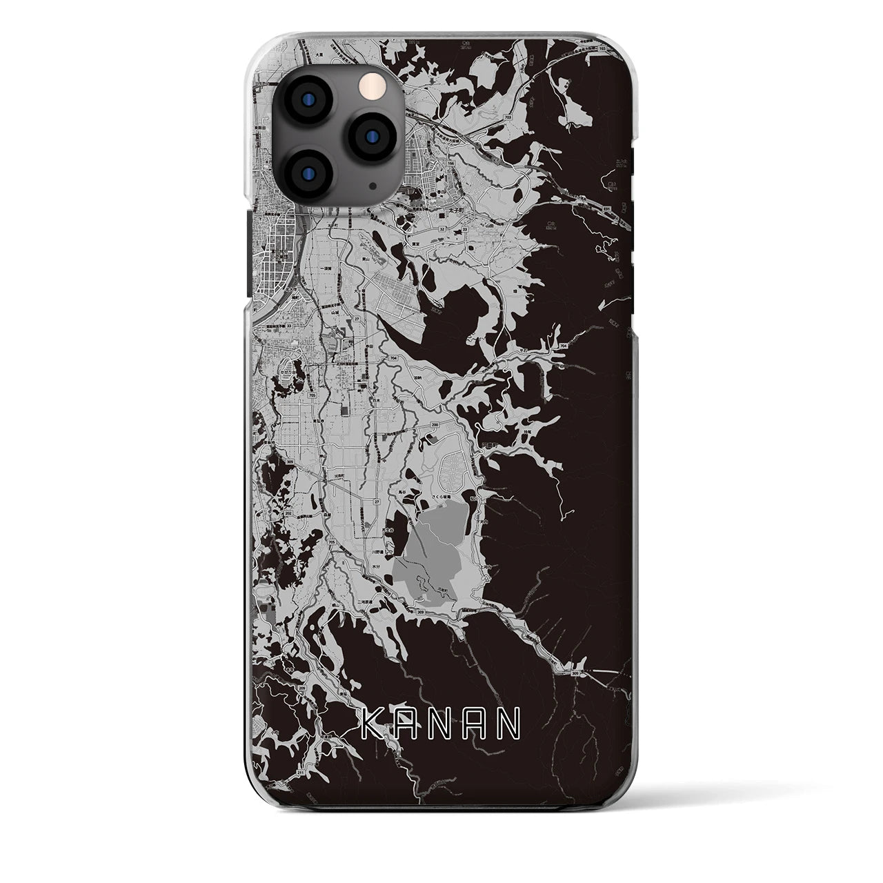【河南(大阪府)】地図柄iPhoneケース(クリアタイプ)モノトーン・iPhone 11 Pro Max 用